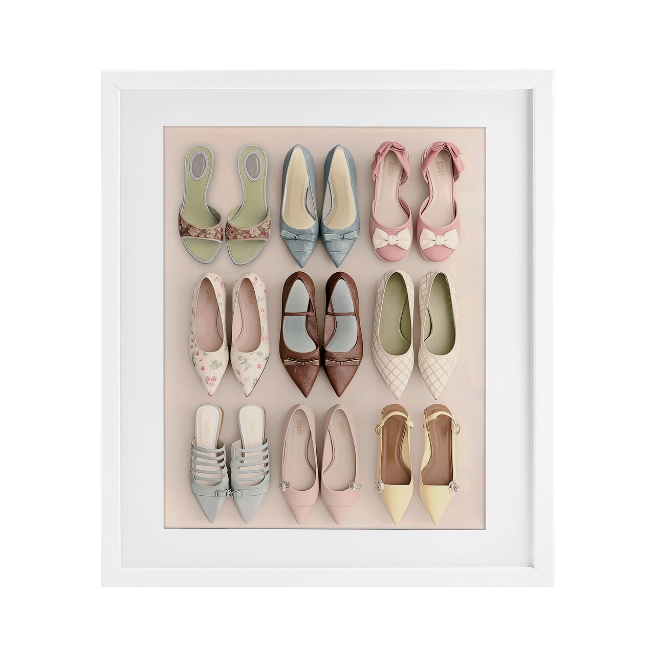 Stupell Industries Beatrice's Closet Shoes Framed Print Under Glass, design by Annabelle Hall